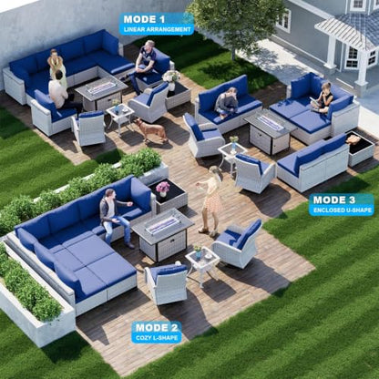Sweecci Outdoor PE Wicker Rattan Modular Patio Sectional Sofa Set