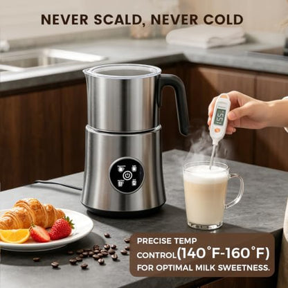 Milk Frother and Steamer, 4-in-1 Automatic Hot and Cold Foam Maker with 900ml Detachable Stainless Steel Jug, Electric Frother for Latte, Cappuccino, Macchiato, Hot Chocolate