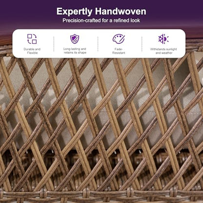 PURPLE LEAF Outdoor Dining Set for 10 All Weather Wicker Patio Dining Set with Hand-Woven Rattan Swivel Dining Chais and Rectangular Aluminum Table for Garden Deck Backyard Kitchen