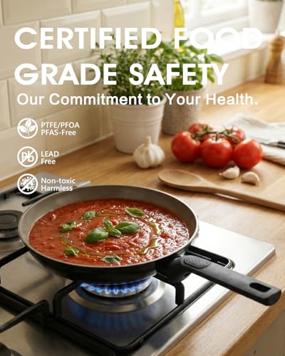 UFIRE 8 Inch Nonstick Frying Pan Skillet, Ceramic Frying Pan, Non Toxic Healthy Ceramic Coating, Suitable for All Stovetops, PTFE PFOA PFOS Free, Black