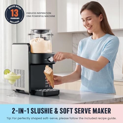 YOIMOIMO 2-in-1 Slushie Machine & Soft Serve Ice Cream Maker with 6 Presets