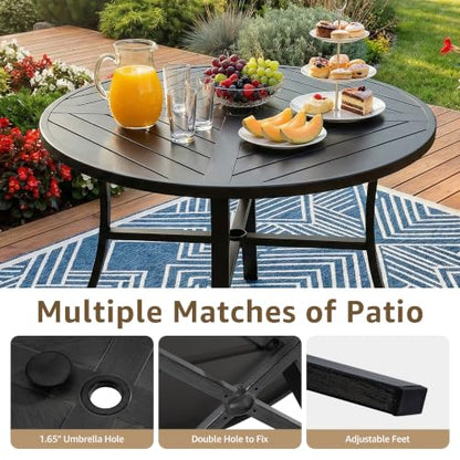 NATURAL EXPRESSIONS 5 Pieces Patio Dining Set, 4 Outdoor Swivel Rocking Chairs with 38" Round Table, All Weather Outdoor Table and Chairs for Outside, Garden, Backyard