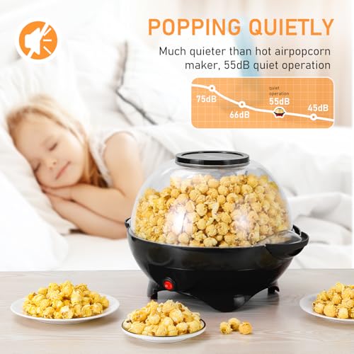 TLGREEN 6 Quart Popcorn Machine, Stir Crazy Popcorn Popper Machine (Black)