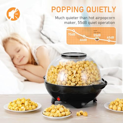 TLGREEN 6 Quart Popcorn Machine, Stir Crazy Popcorn Popper Machine (Black)