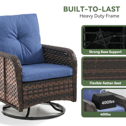 Aoxun 7-Piece Wicker Rattan Patio Furniture Set with 44" Fire Pit Table