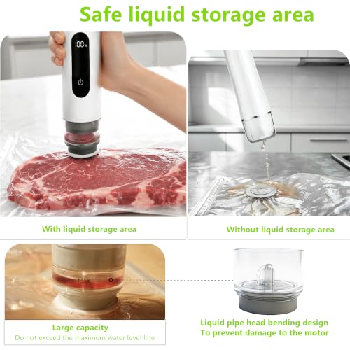 ALLHOPE Compact Vacuum Sealer for Food Storage: Portable Handheld Food Sealer, 80kPa Suction, 1800mAh Battery, 30 Reusable Vacuum Bags, Preserve 5X Freshness with Easy Operation