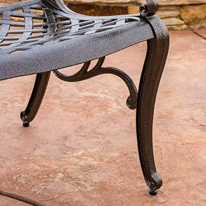 Christopher Knight Home Hallandale Outdoor Cast Aluminum Dining Set for Patio or Deck, 5-Pcs Set, Hammered Bronze