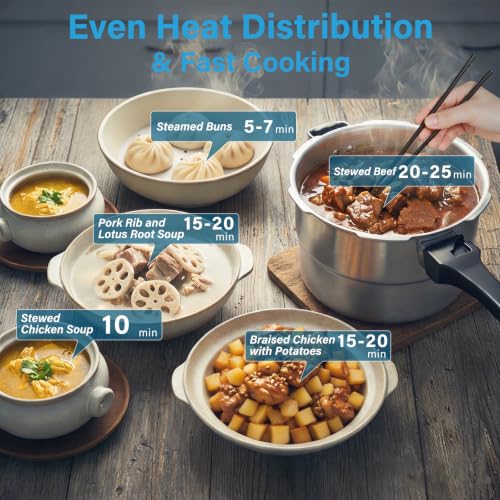 5.2Qt Stovetop Pressure Cooker with Steam Tray Pressure Cooker Non Electric
