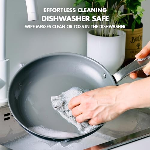 GreenPan Chatham Hard Anodized Healthy Ceramic Nonstick 10 Piece Cookware Pots and Pans Set, Frying Pan Skillets, Saucepans, Saute Pan, Stockpot, Lids, PFAS-Free, Dishwasher & Oven Safe, Gray