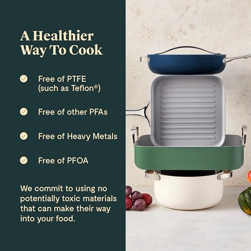 Caraway Roasting Pan - 16x13” Roasting Pan with Rack - Non-Stick Ceramic Coated - Non Toxic, PTFE & PFOA Free - Oven Safe & Compatible with All Stovetops - Black