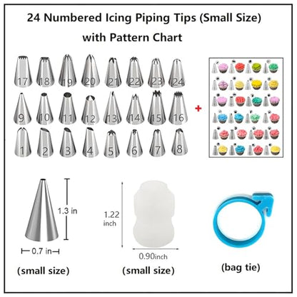 ANSLYQA Cake Decorating Kit, 237 Pcs with Aluminium Cake Turntable, Leveler, 24 Numbered Icing Tips, 2 Spatulas, 3 Scrapers, 2 Coupler, 50 Cupcake Liners, 100 Pastry Bags & More Baking Tools