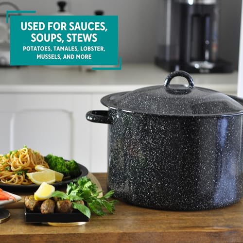 MIRRO 7.75qt Enamel Stock Pot, Black