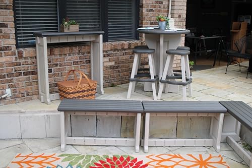 Leisure Accents Bench, Deep Grey Top with Warm Grey Sides, 1 Pack - Proudly Made in The USA, Click and Lock Hardware-Free Assembly, Durable and Stylish Outdoor Seating