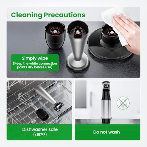 Turelar Immersion Blender Handheld Corded Hand Blenders Set 1100W, Trigger Variable Speed 5 in 1 Stick Emulsifier with Chopper, Whisk and Frother for Soup, Baby Food and Smoothies, Black