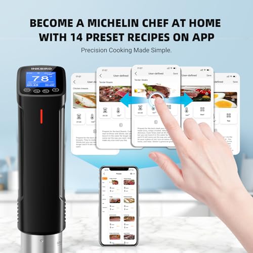 INKBIRD WIFI Sous Vide Cooker ISV-100W Bundle with Storage Case, 1000 Watts Immersion Circulator for Sous Vide, Suvee Cooker Kit for Starter, 14 Preset Receips, Timer
