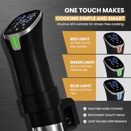 CRUXO 1100W Sous Vide Cooker Kit With App Control, Immersion Circulator, LED Display, Touch Panel, Vacuum Sealer & 10 Sealing Bags | Suvee Sous Vide Machine For Precise Cooking, Smart Thermal Cooker
