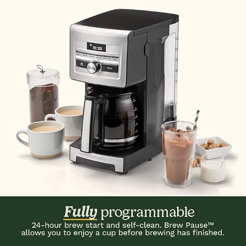 Cuisinart Personal Brew™ 12-Cup Coffee Maker, Automatic Coffee Machine, Programmable Coffee Maker for Home Brewing Convenience with Adjustable Brew Strength, Stainless Steel/Black, DCC-12