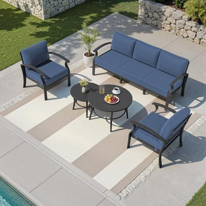 Kullavik Aluminum Outdoor Patio Furniture Set with 5.1'' Thick Cushions
