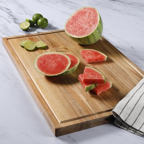 Kenmore Kenosha Extra Large Acacia Wood Cutting Board, 24 x 16 Inch – Heavy Duty Chopping Board with Juice Groove for Meat, Vegetables & Meal Prep