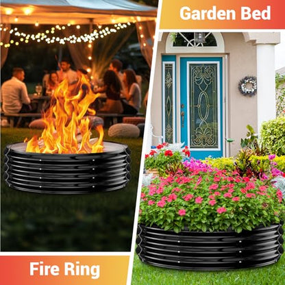 60 Inch Extra Large Fire Pit Ring for Outside, Heavy Duty Wood Burning Firepits & Outdoor Fireplace,12'' Tall High Heat Resistant Fire Bowl Galvanized Steel Portable for Backyard Bonfire,Patio,Camping