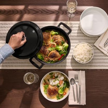 All-Clad 5 Quart 7-in-1 Electric Slow Cooker with Stainless Steel and Cast Iron, 1200W - Black Enamel Crock