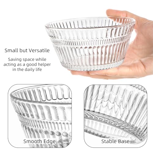 Nagpew 12 Pack Small Glass Bowls Set, 12 Oz Fluted Prep Dessert Bowls for Kitchen, Stackable Snack Serving Bowls Side Dishes for Ice Cream, Dipping, Yogurt, Cereal, Candy