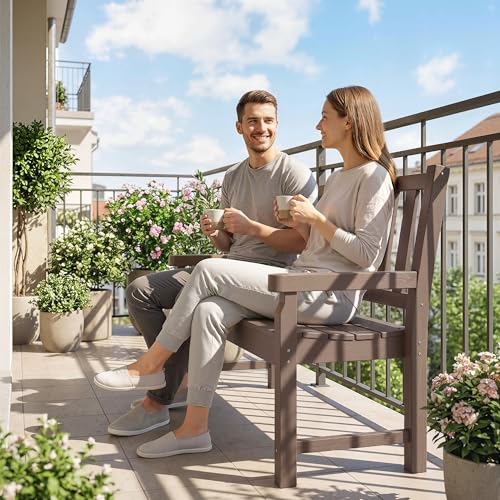 Outsunny Outdoor Bench, 49" All-Weather HDPE Garden Bench, 2-Person Patio Loveseat with 528 lbs Capacity, Curved Seat for Backyard, Park, Porch, Lawn, Park, Brown