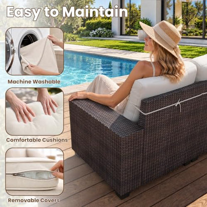8-Piece Patio Furniture Set, Modular PE Wicker Outdoor Sectional Sofa Couch