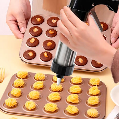 Cookies Press Gun,Stainless Steel Spritz Cookie Press with 13 Cookie Presss Discs and 8 Icing Tips,Durable Butter Cookies Shooter for DIY Biscuits(silver)