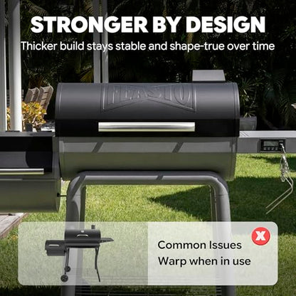 Feasto 30-Inch Heavy-Duty Charcoal Grill with Digital Temperature Control & 2 Meat Probes, Outdoor BBQ Grill with Offset Smoker, 832 Sq. In. Cooking Space for Backyard BBQ, Black & Grey