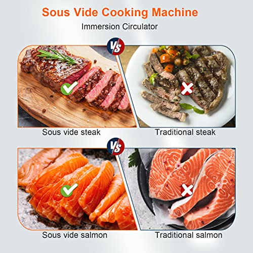 1100W Sous Vide Cooker for Steak & Tender Chicken Sous Vide Machine Ultra-Quiet Immersion Circulator with Precise Touch Control & Digital Timer, Fast Heating, IPX7 Waterproof