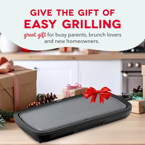 Dash Deluxe Everyday Griddle - Electric Griddle with Removable Plate - Nonstick, Easy-Clean Surface & Anti-Slip Base - Recipe Book Included - Black