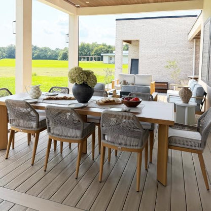 PURPLE LEAF Patio Dining Chairs Set 4 Pieces, Removable Cushion, Teak