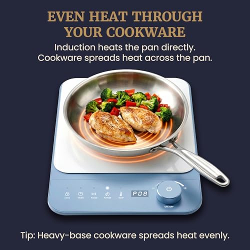 Elite Gourmet Slim Portable Induction Cooktop, 1500W Countertop Burner with 10 Power Levels & Temperature Control (140°F–465°F), Ultra-Slim 2" Design, Digital Touch Controls, Timer & Child Lock