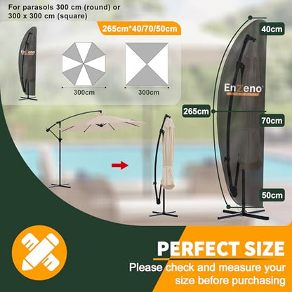 Enzeno Umbrella Covers for Patio Umbrellas 9-13 Feet,Oxford Fabric Outdoor Umbrella Cover Waterproof UV-Resistant Protection for Offset Umbrella & Parasol (Fits Cantilever Umbrella up to 9′S/13′R)