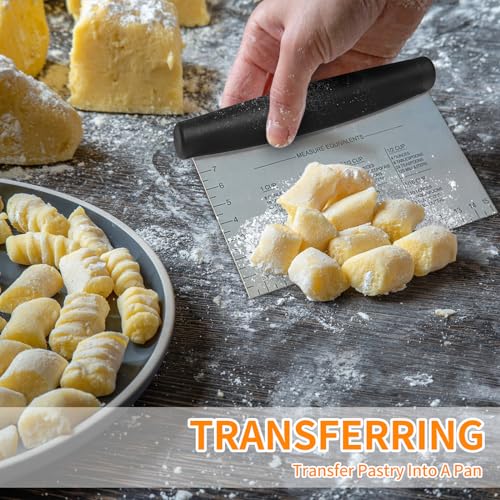 ALLTOP Stainless Steel Bench Scraper and Pastry Blender Cutter Set, Efficient Multipurpose Kitchen Baking Essential Tool with Comfortable Grip Handle-Perfect for Nut, Pie and Dough Processing - Black