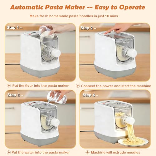 Electric Pasta Maker, Automatic Pasta Maker Machine, Comes with 13 Types Shapes & 650g Flour Large Capacity, Electric Noodle Machine for Spaghetti, Fettucine and Macaroni, Easy to Clean