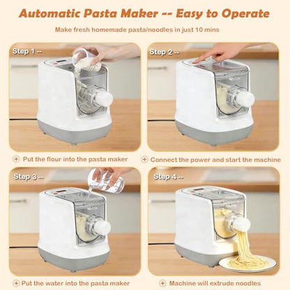 Electric Pasta Maker, Automatic Pasta Maker Machine, Comes with 13 Types Shapes & 650g Flour Large Capacity, Electric Noodle Machine for Spaghetti, Fettucine and Macaroni, Easy to Clean