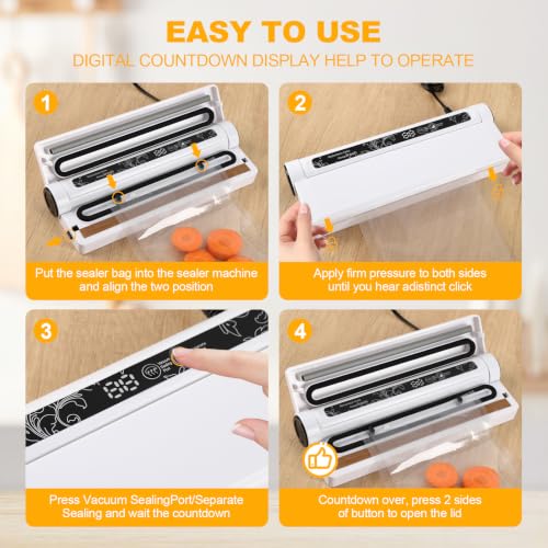 VortecSys Vacuum Sealer Machine, 75KPA Strong Suction for Home Kitchen Use