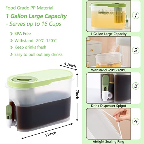 PARBEE 1 Gallon Cold Brew Coffee Maker, Iced Coffee Maker with Ultra Fine Stainless Steel Mesh Filter and Spigot, Cold Brew Pitcher & Tea Infuser, Lemonade Drink Dispenser with Infuser