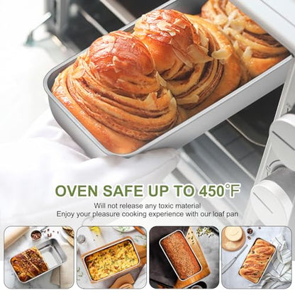 P&P CHEF Loaf Pan Set, 9 x 5 Inch Bread Pans, Stainless Steel Loaf Toast Baking Pans For Bread Meatloaf Lasagna Cake, Healthy & Non Toxic, Oven Safe& Easy Clean, (Silver, 1Pc)