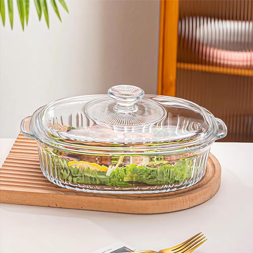 M MCIRCO 4-Piece Glass Casserole Baking Dish, Set of 2 Casseroles With Glass Lids, 1.9 Qt and 3 Qt