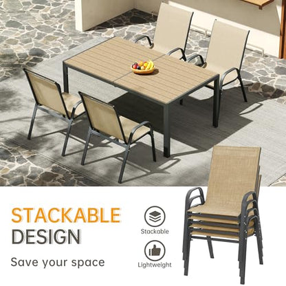 PIZZELLO 5-Piece Outdoor Dining Set w/ 60" Outdoor Table and 4 Chairs