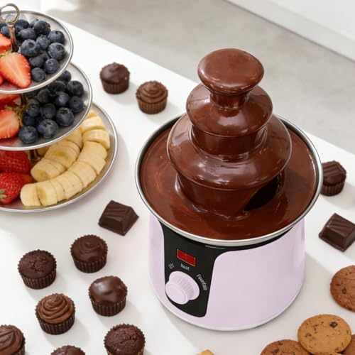 3 Tiers Chocolate Fountain for Party, 13 Ounce Mini Chocolate Fountain Melt Machine, Fondue Fountain For Cookies, Fruits, Marshmallow