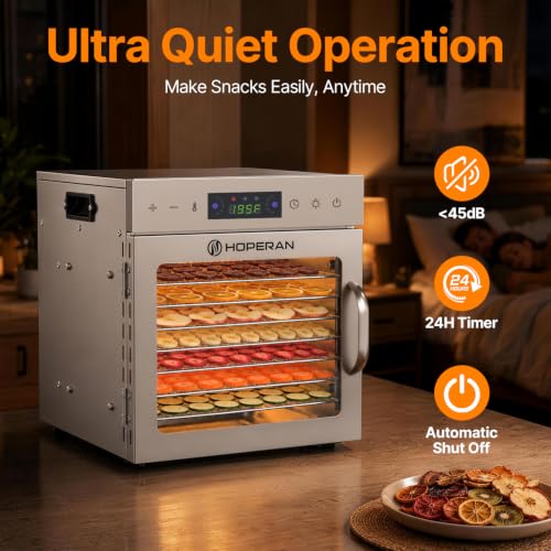 HOPERAN 8 Tray Food Dehydrator Machine for Jerky, Fruit, Herb & Dog Treats