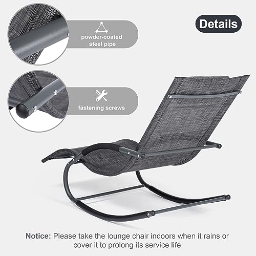 mansion home Outdoor Lounge Chair, Chaise Lounge for Patio & Lawn, Pool Lounge Chairs with Removable Pillow, Dark Grey