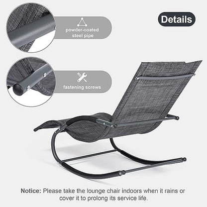 mansion home Outdoor Lounge Chair, Chaise Lounge for Patio & Lawn, Pool Lounge Chairs with Removable Pillow, Dark Grey