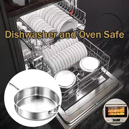 Toutrop Tri-Ply Stainless Steel 8 Quarts Sauté Pan with Lid,13 Inch Induction Deep Frying Pan,Large Skillet, Dishwasher And Oven Safe,Detachable Handle