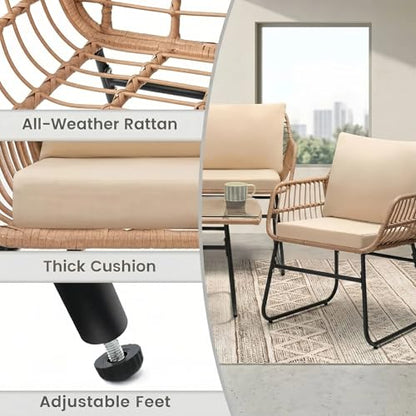 KROFEM 4-Piece Outdoor Patio Furniture Set, Natural/Beige