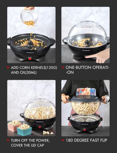 Elysium Popcorn Machine, 2-in-1 Electric Popcorn Popper Maker with Stirring